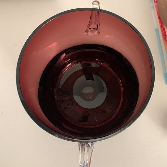 MCM Krosno Poland Block Art Glass With handles Vase Purple Clear Base Bubble - Picture 9 of 17